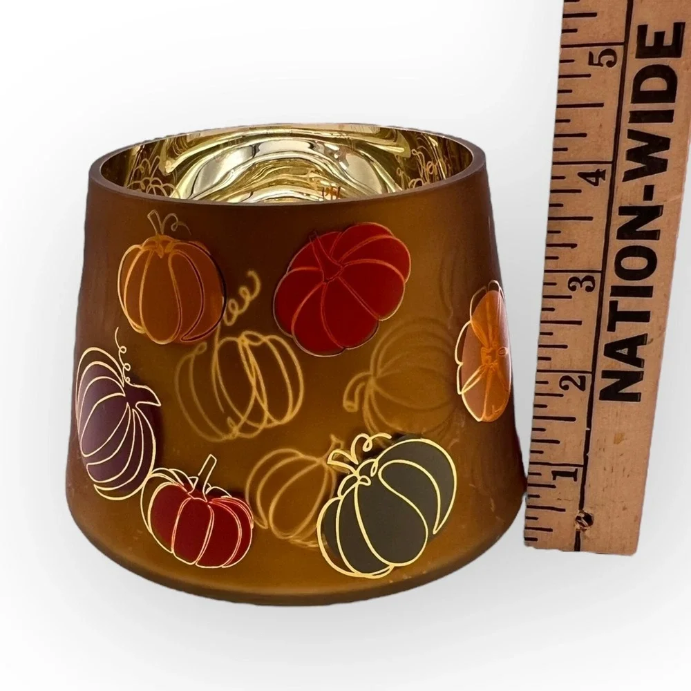 Yankee Candle Dancing Pumpkins Flickering Glass Shade Gold Red Green Orange Fall